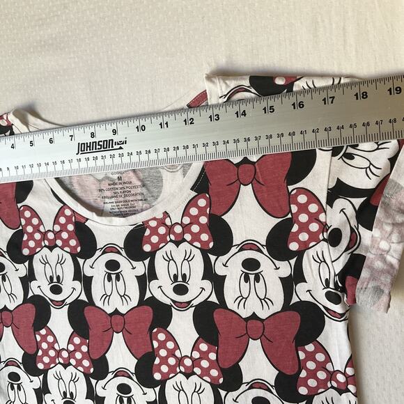 Disney Women Shirt M White Graphic Print Minnie Mouse Logo Crew Neck Pullover - Picture 3 of 6